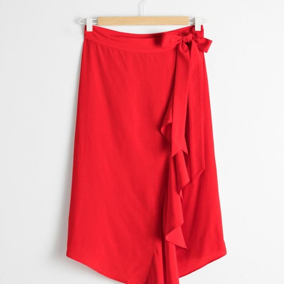 & other stories - red ruffle skirt - size 12 - Picture 1 of 2